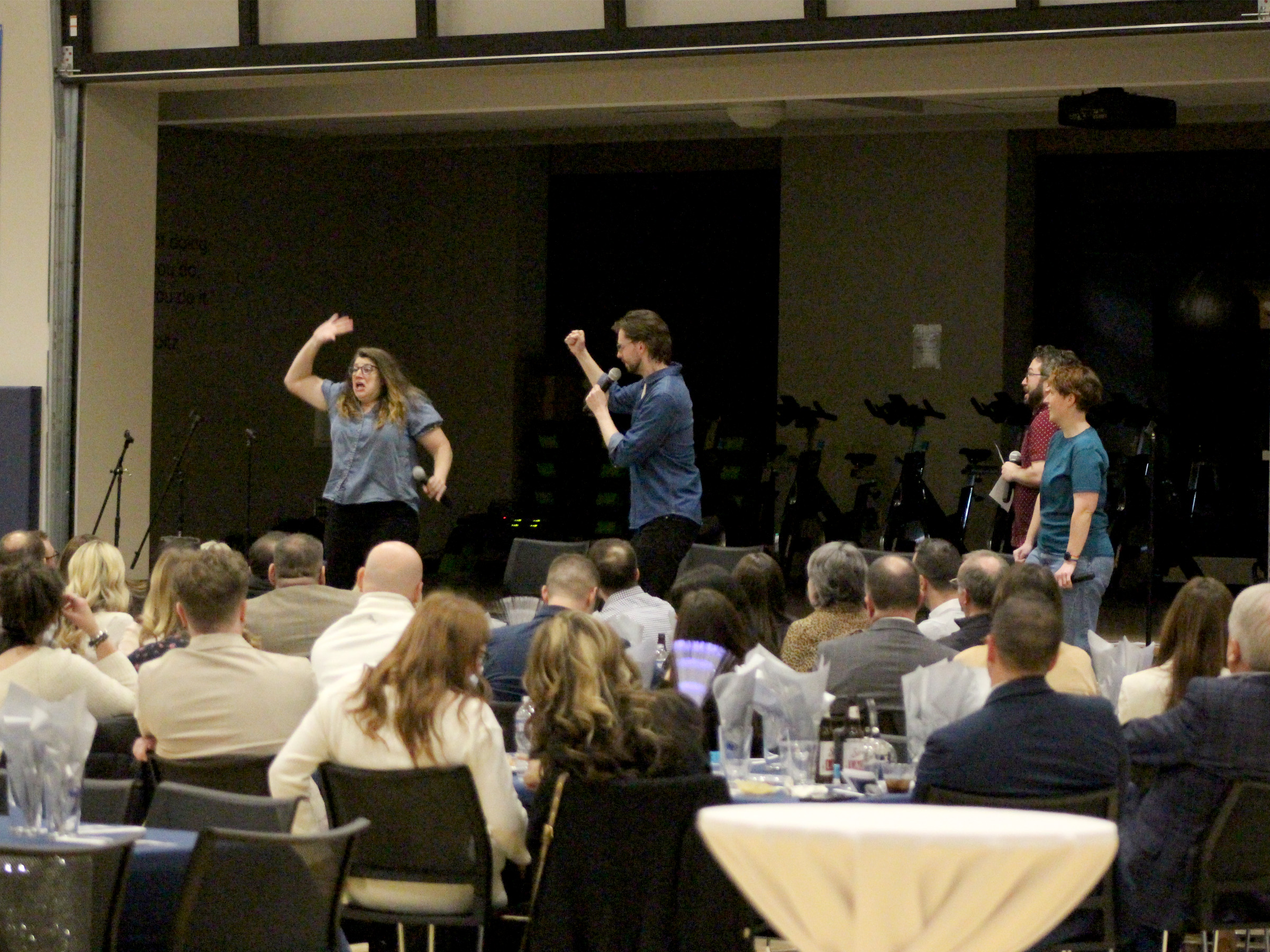 Members of Happy Valley Improv perform onstage during the Lions, Legacy and Laughter event that was part of We Are Weekend at Penn State DuBois.