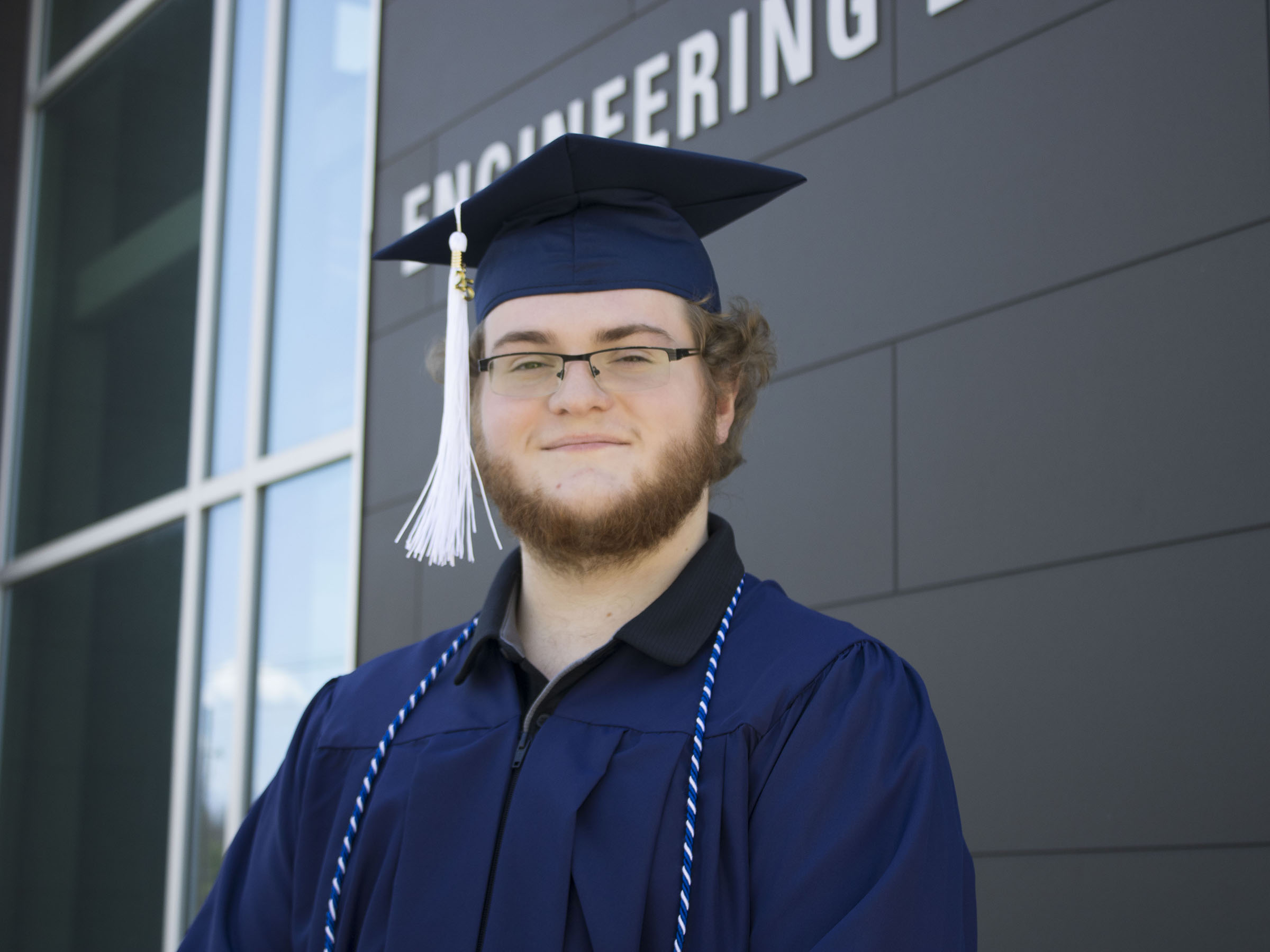 Student wearing commencement regalia