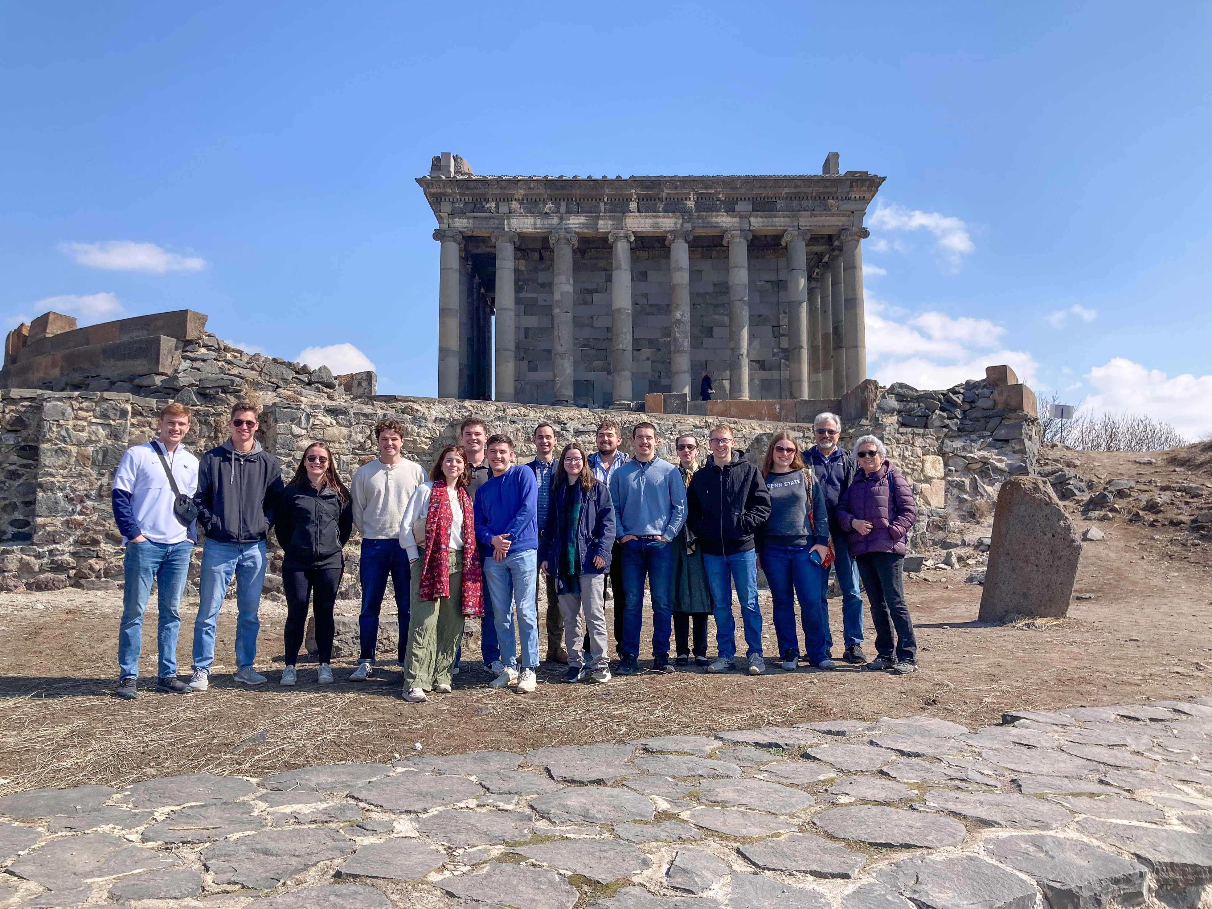 Students and faculty in the “Cultural Immersion in Post-Soviet Armenia” embedded program in front of the Garni Temple in Armenia.
