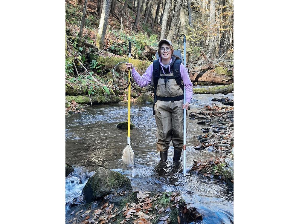 student in stream