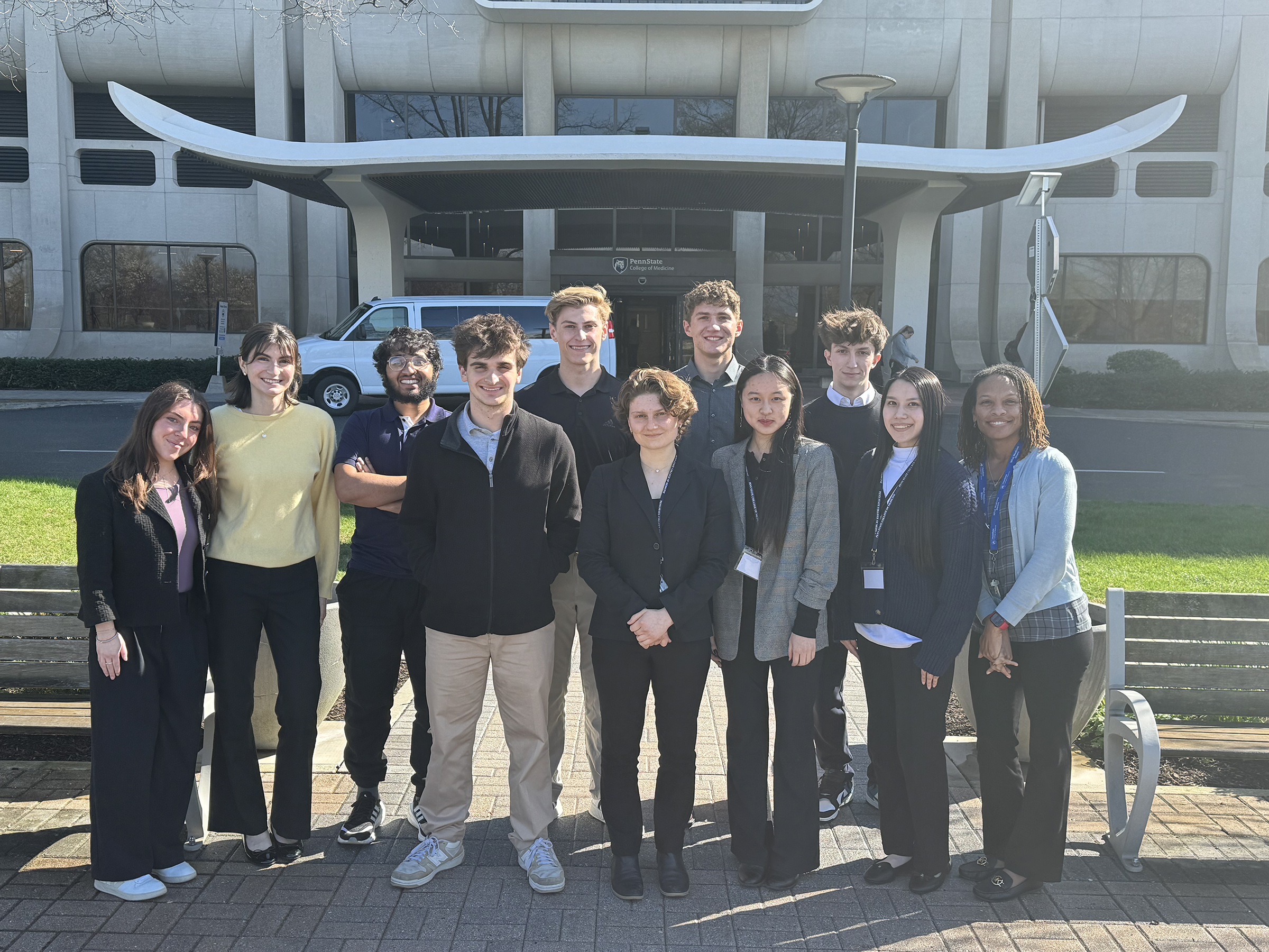 The Schreyer Medical Team outside of Penn State College of Medicine