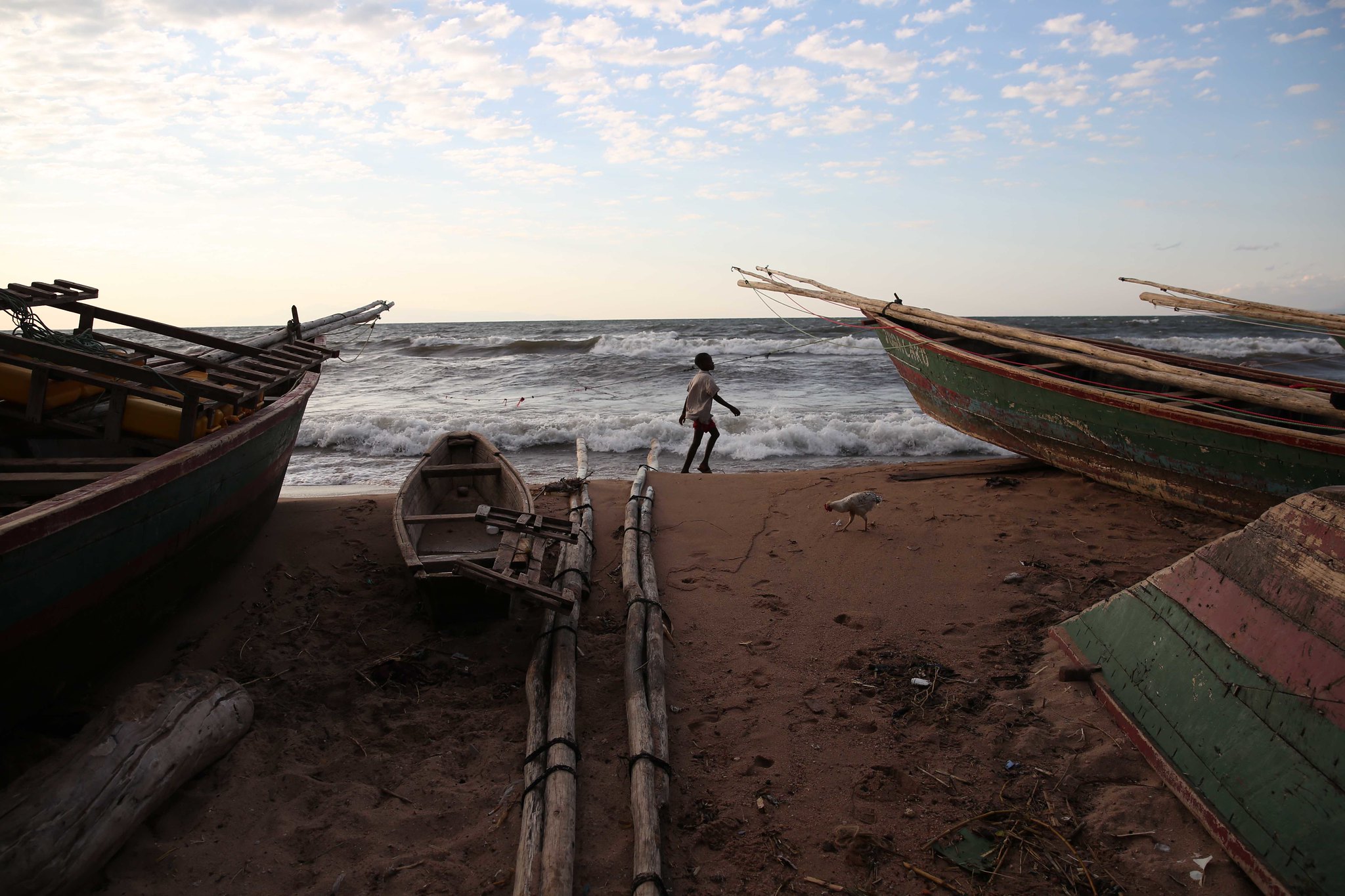 boats on the shore of Lake Tanganyika, DRC