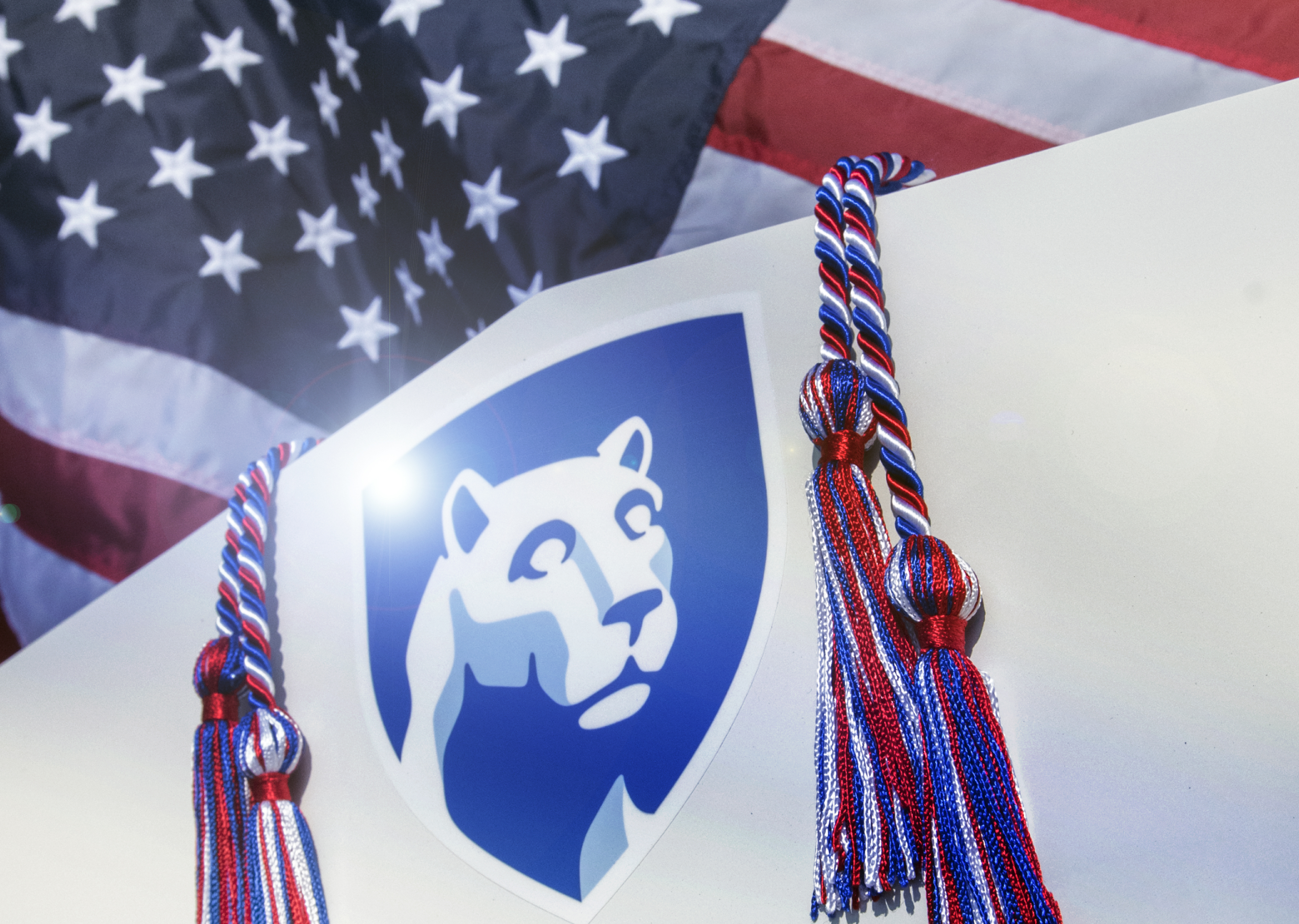 United States flag and Penn State mark