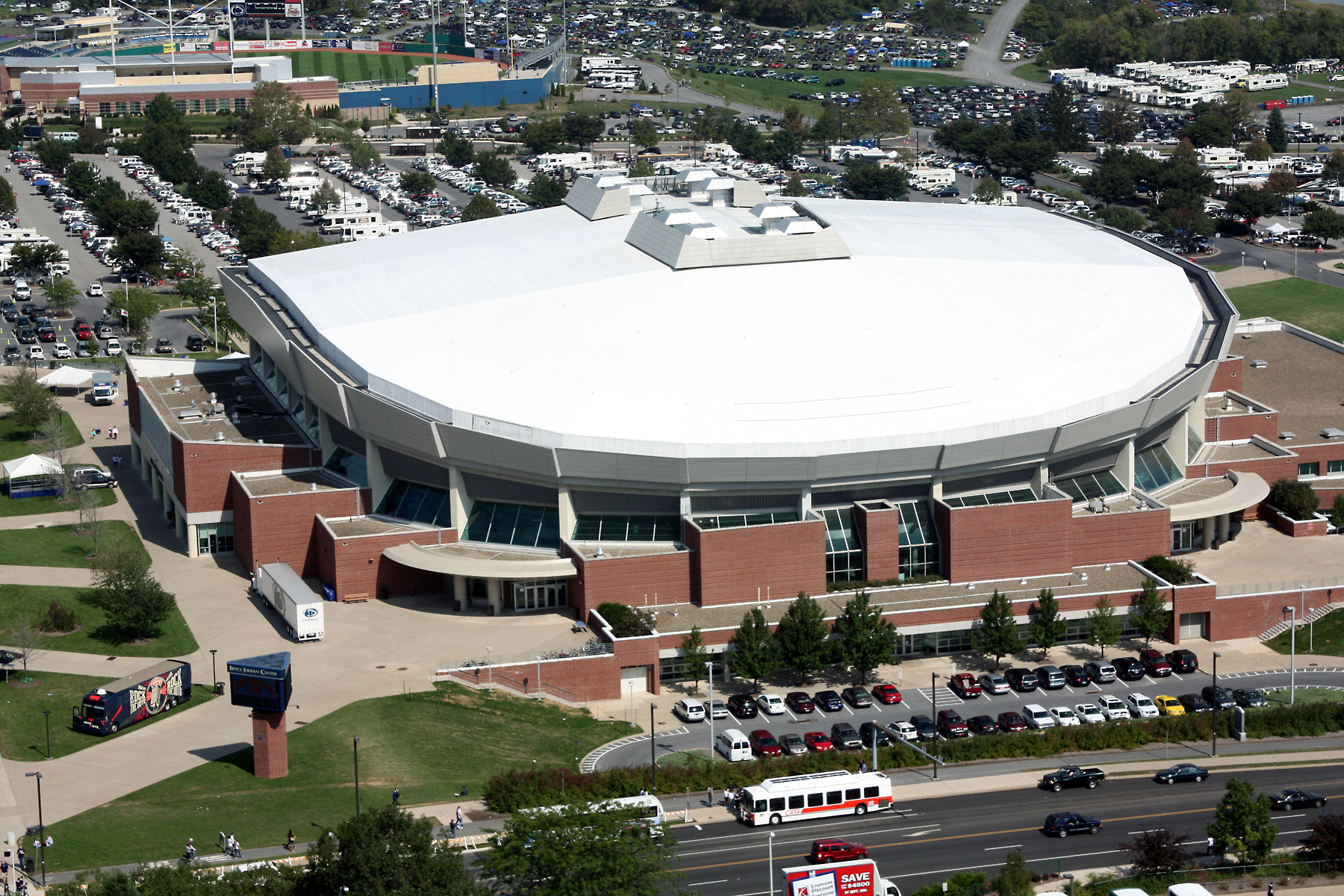 Aerial photo of the Bryce Jordan Center