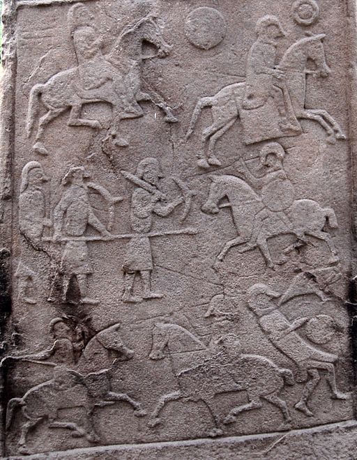 Pictish battle-scene carving on a stone