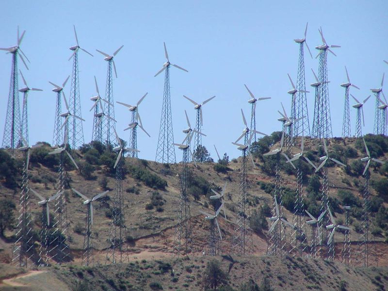 craigy hill with modern windmills