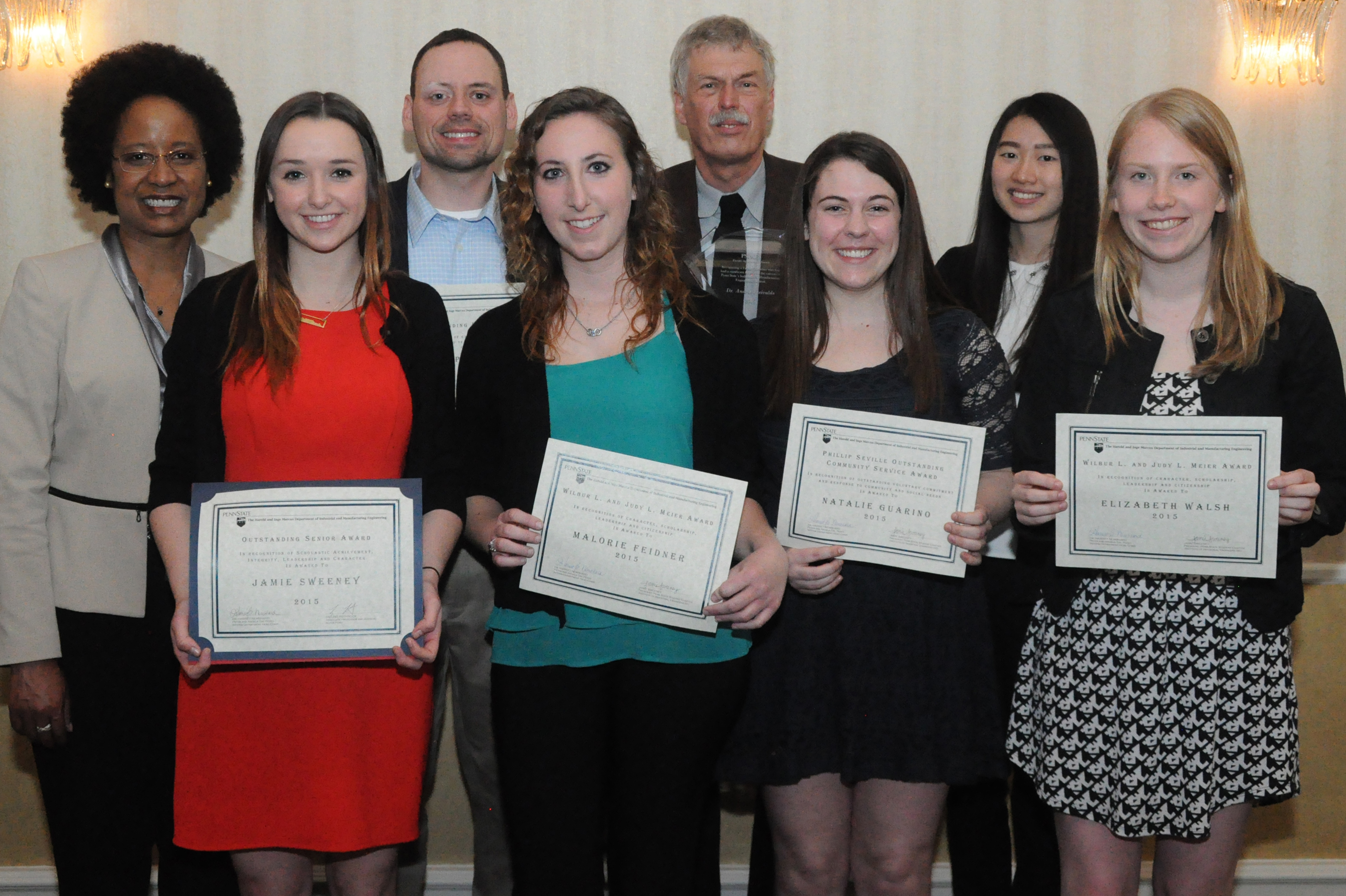 Recipients of awards at the 2015 Industrial Engineering Banquet