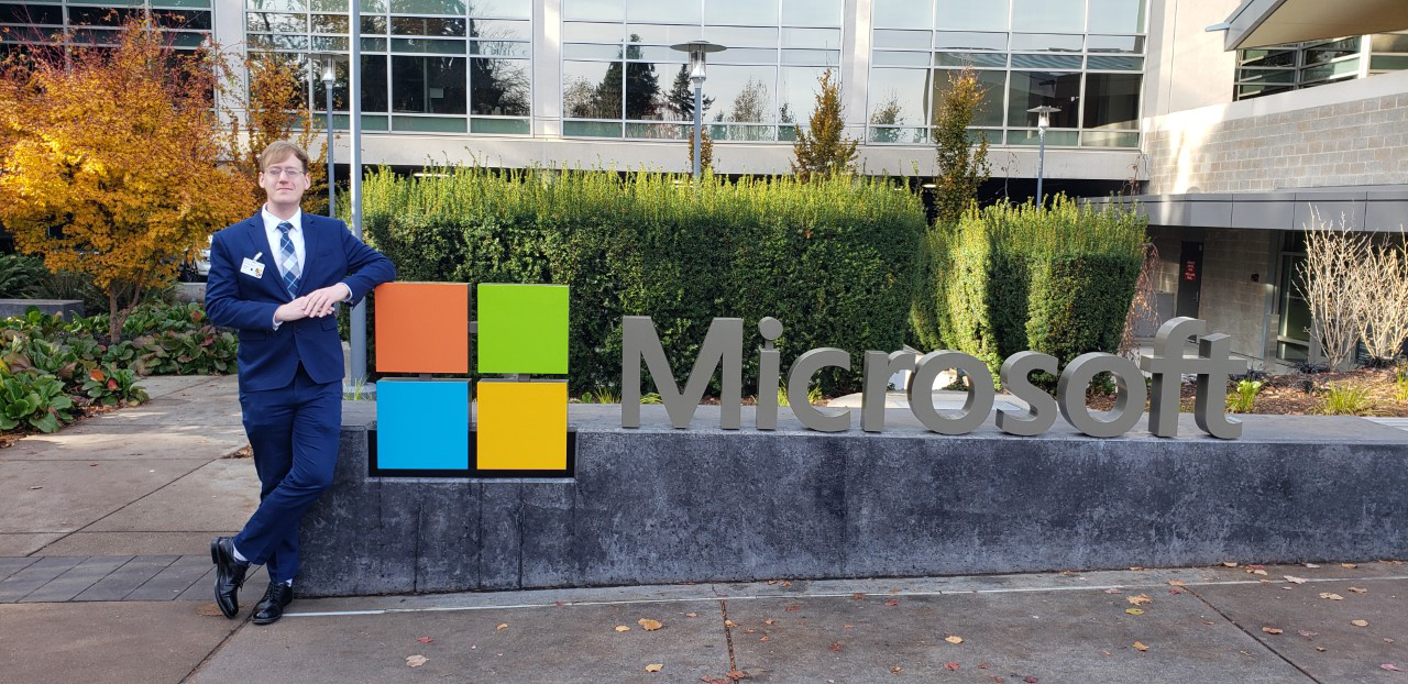 Andrew Clark, a master’s student in the School of Labor and Employment Relations, at Microsoft headquarters.