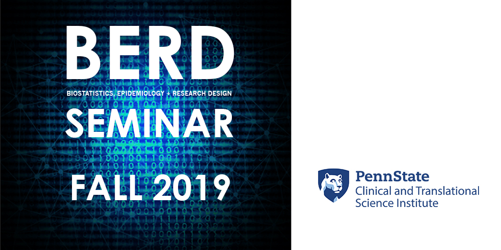 Binary code (0s and 1s) in blue with the words "BERD SEMINAR FALL 2019" over top of it