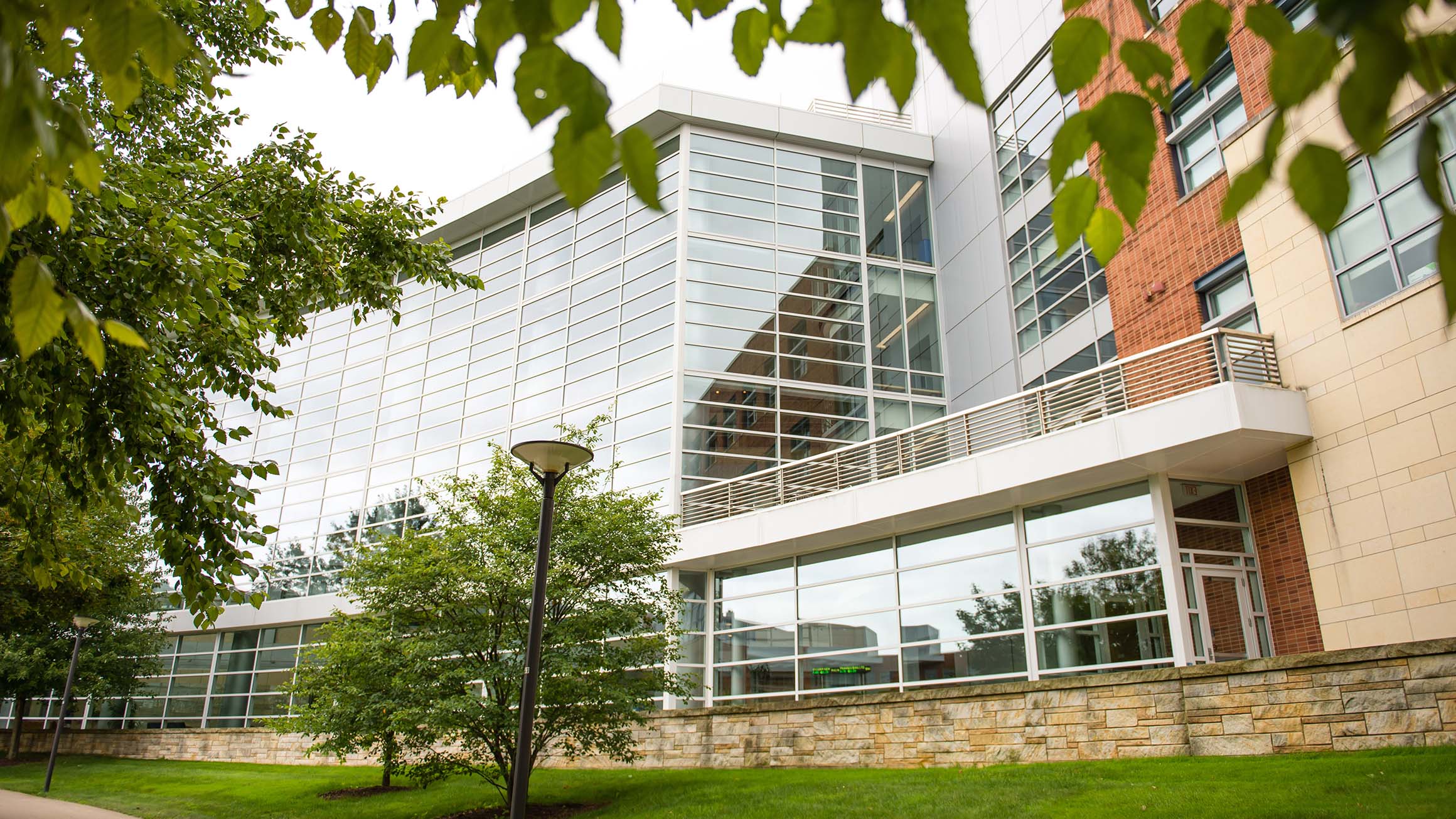 Wide shot of the business building.