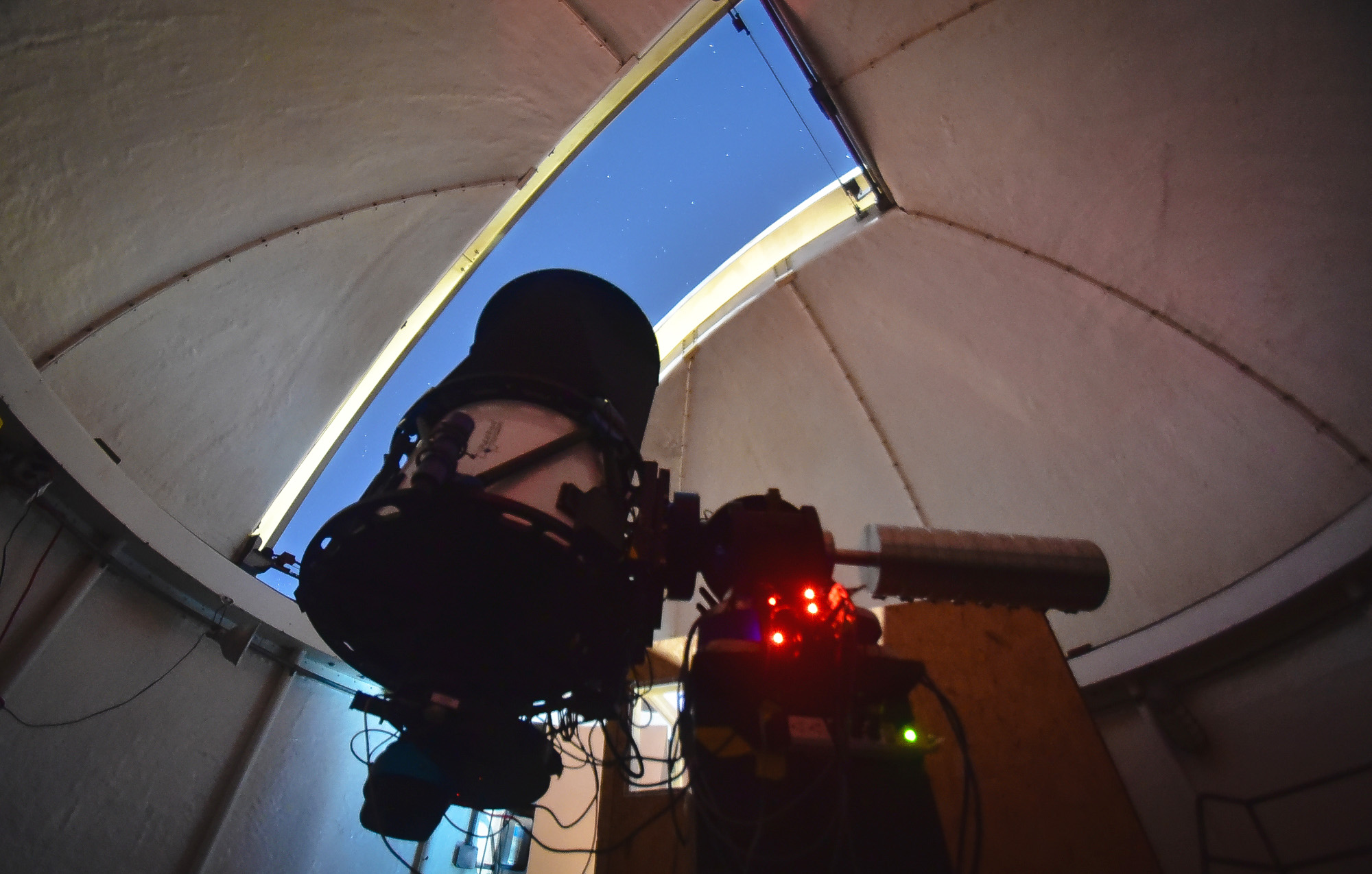 A telescope pointed at the sky.