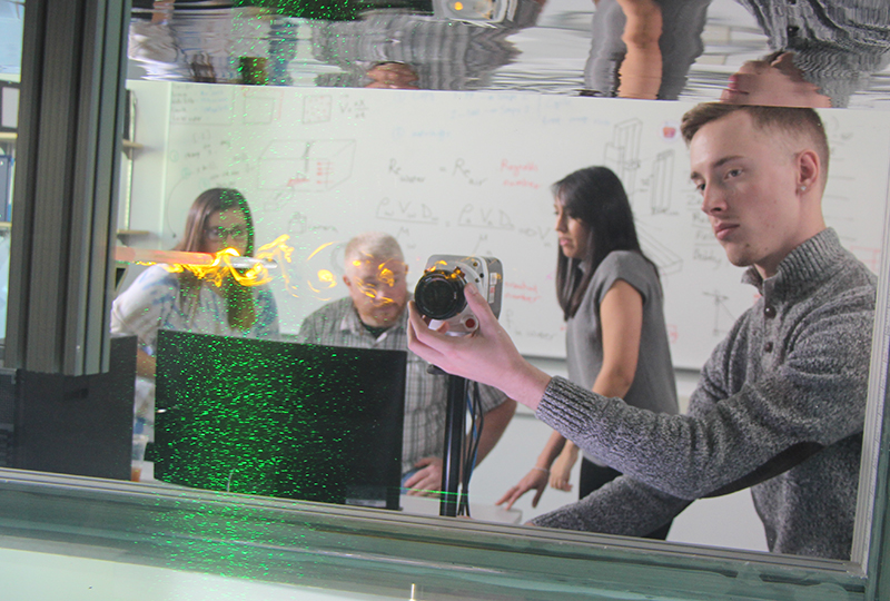 A student works in the Fluid Dynamics Lab at Penn State Berks.