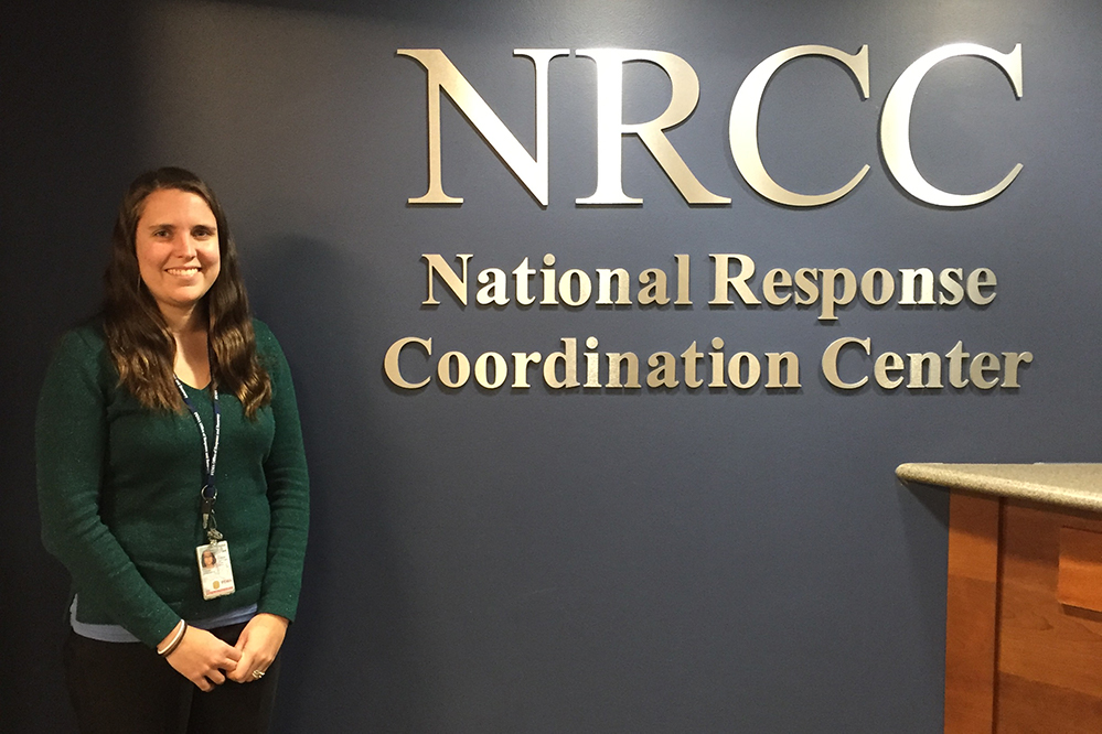 Adrienne Kramer at FEMA's National Response Coordination Center