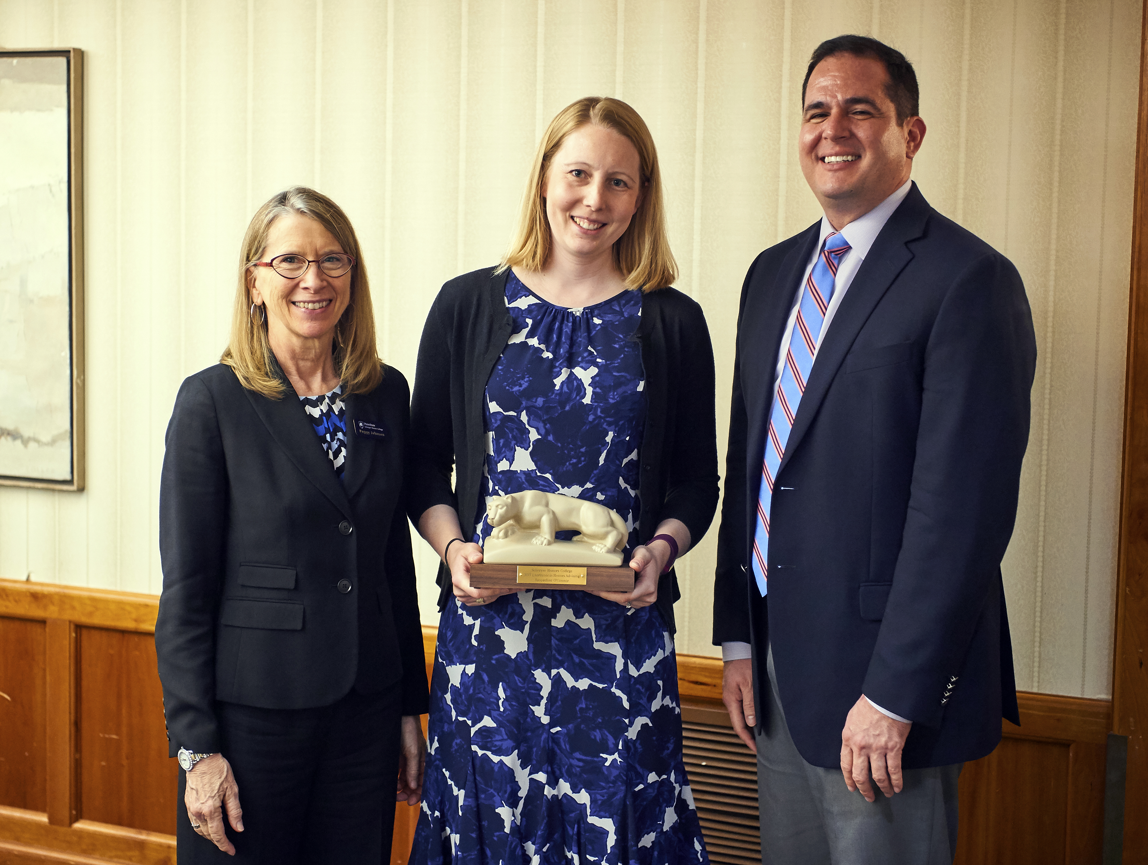 Peggy A. Johnson, Jacqueline O'Connor, Keefe Manning at Schreyer Honors College Awards Ceremony