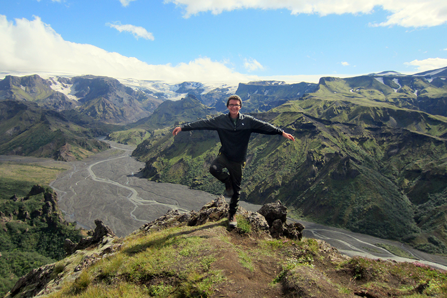 Lucas Tufano, a junior majoring in environmental systems engineering,  camped in the Thorsmork (Þórsmörk) National Park while in Iceland.