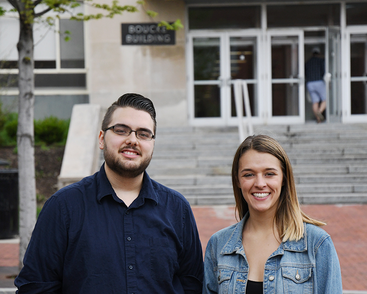 Rosemary Nicholson and Zach Ricci stand in front of Boucke