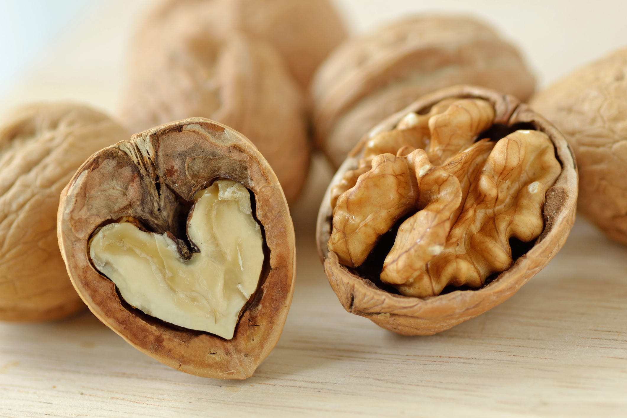 open walnut with heart