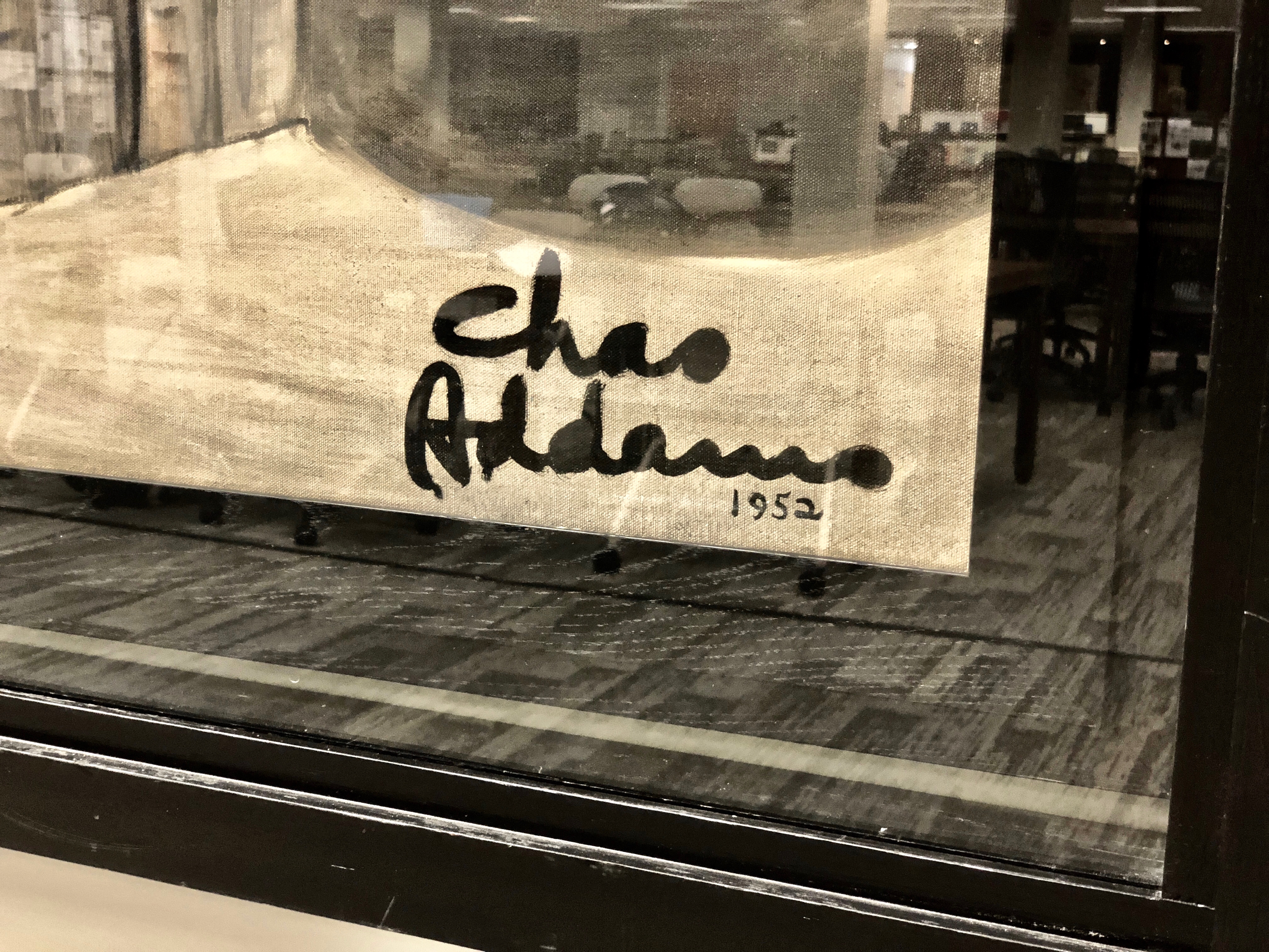 closeup photo of cartoonist Charles Addams signature dated 1952