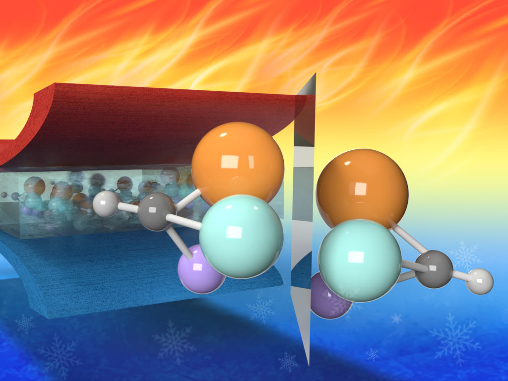 molecular model of polymer orange and blue balls