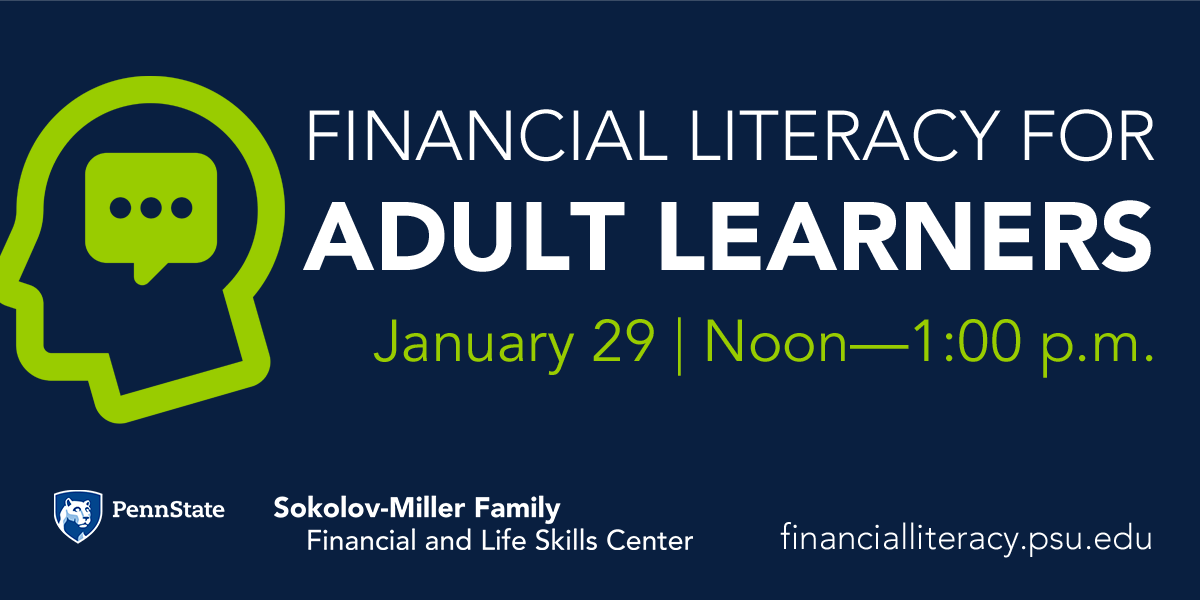 Financial literacy for adult learners text graphic