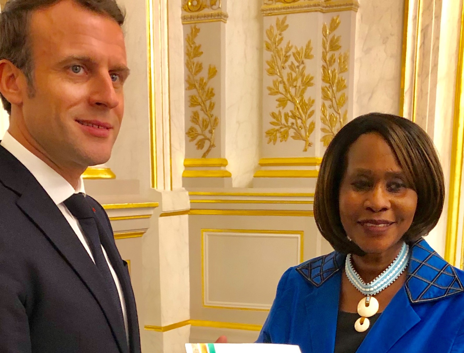 Professor Judi Wakhungu with French President Emmanuel Macron.