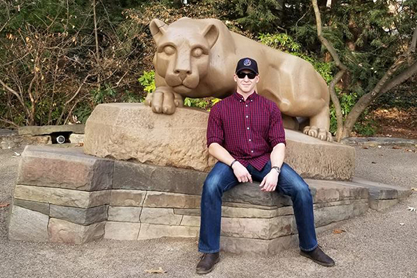 Penn State undergraduate student Nicholas Lacey on the University Park campus 