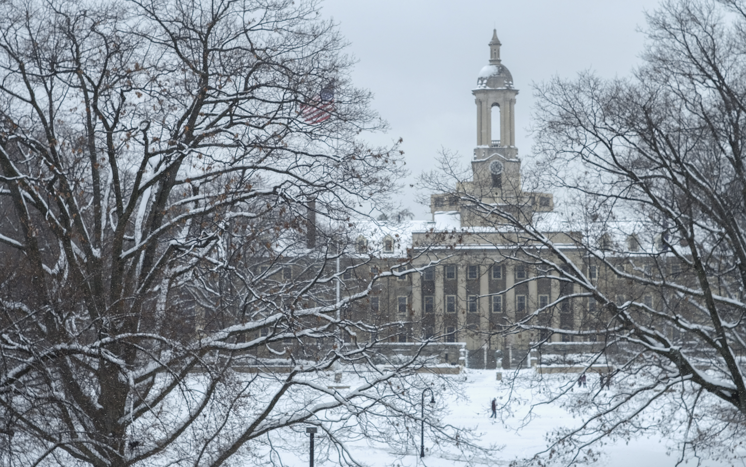 Old Main in snow