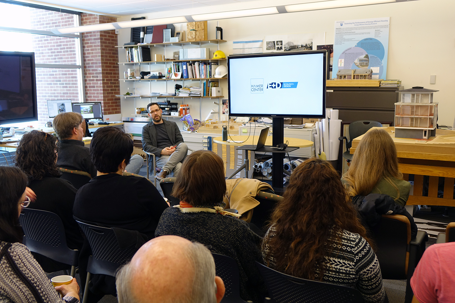 Stephen Mainzer meets with community members from Selinsgrove, Pennsylvania at a Coffee Hour hosted by the Hamer Center for Community Design.