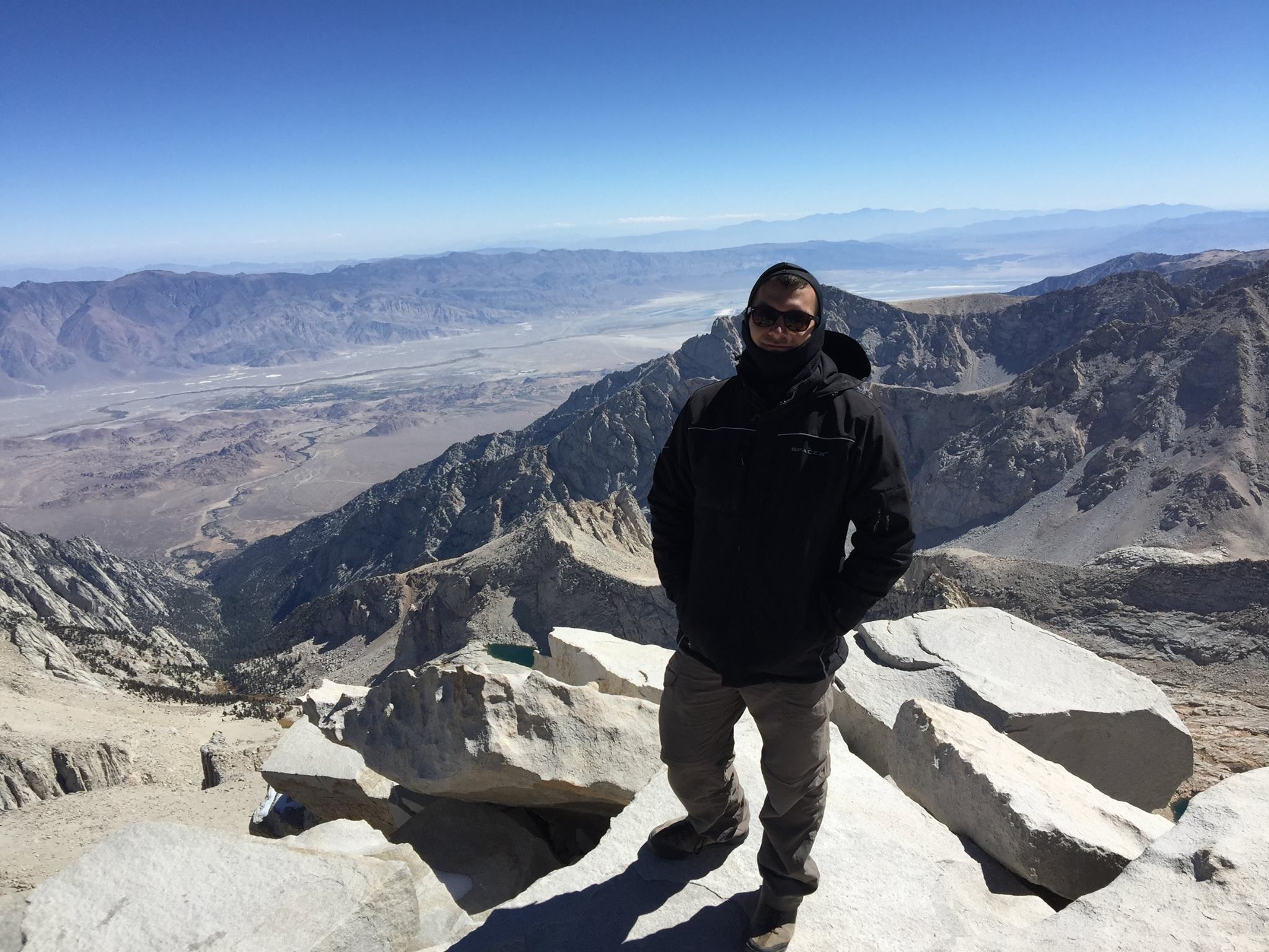 Michael Policelli, a propulsion development engineer for SpaceX, climbs California's Mount Whitney.