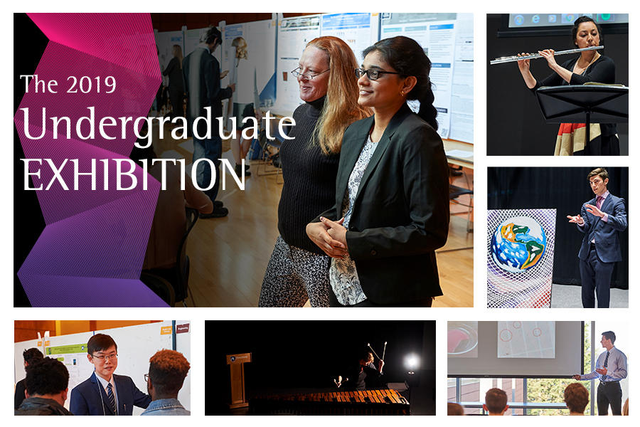 Collage of different students participating in the 2018 undergraduate exhibition