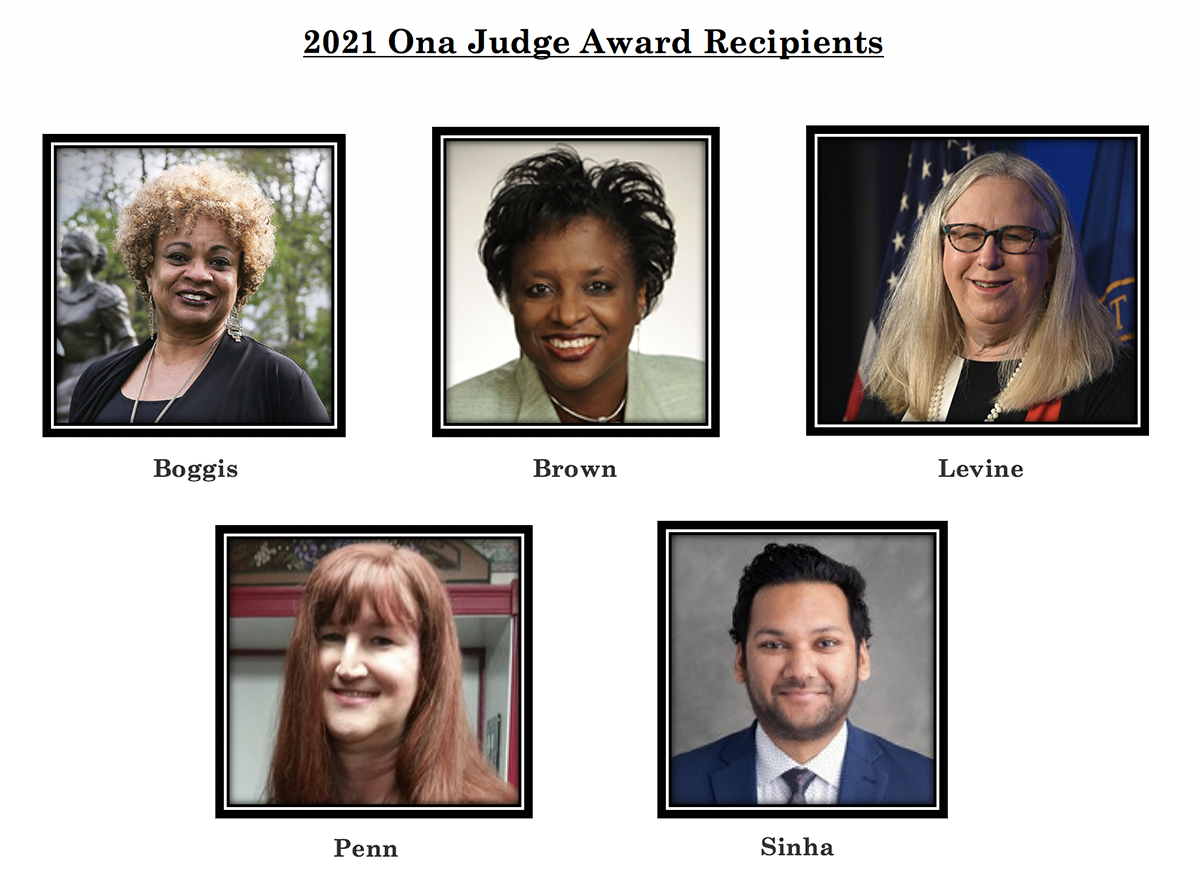 2021 Ona Judge Award recipients