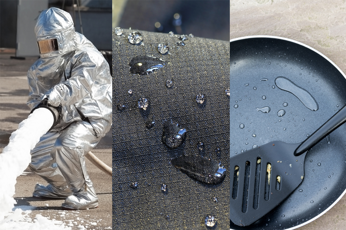 A fire fighter using foam, water-resistant material and a non-stick pan