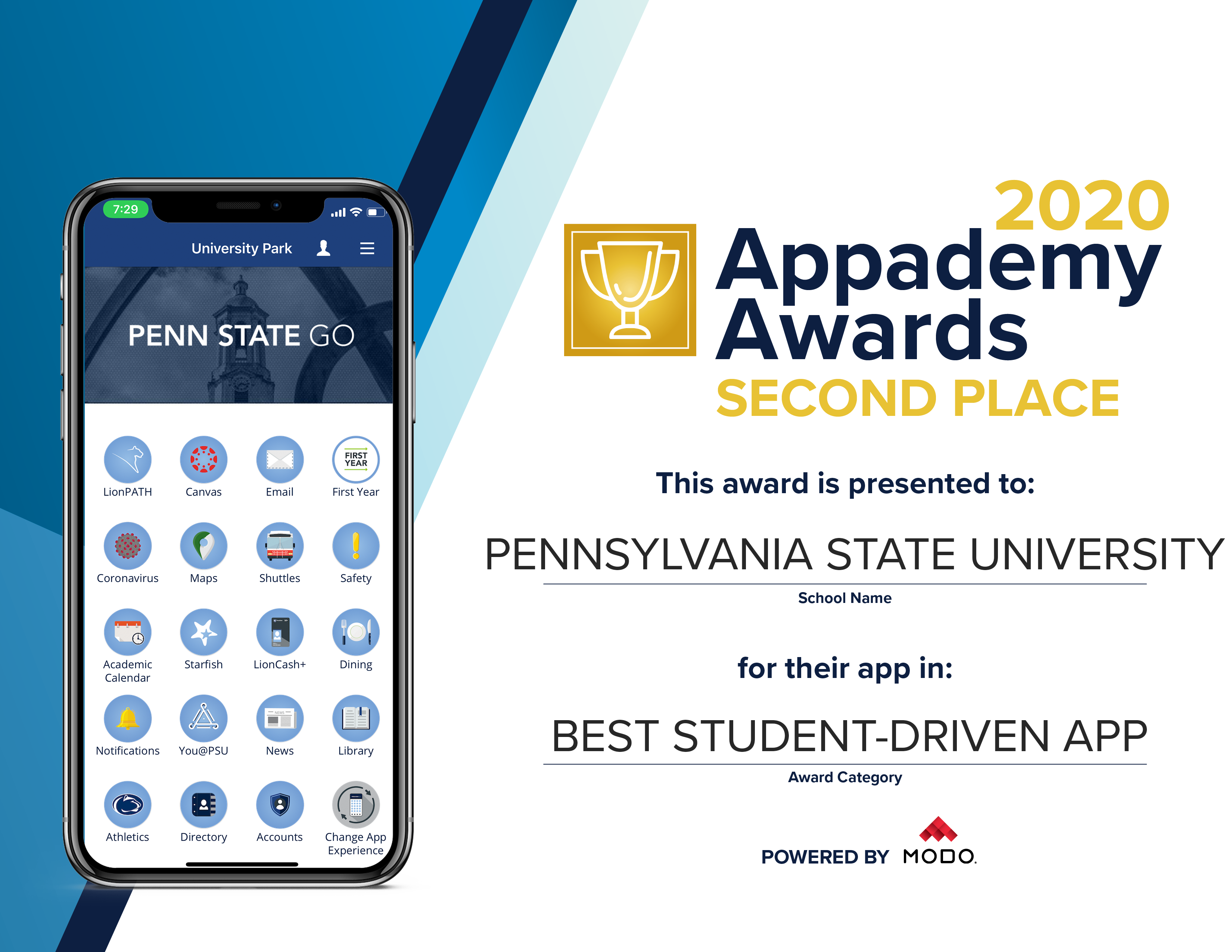 Penn State Go takes the second-place prize for Best Student-Driven App at Appademy Awards 