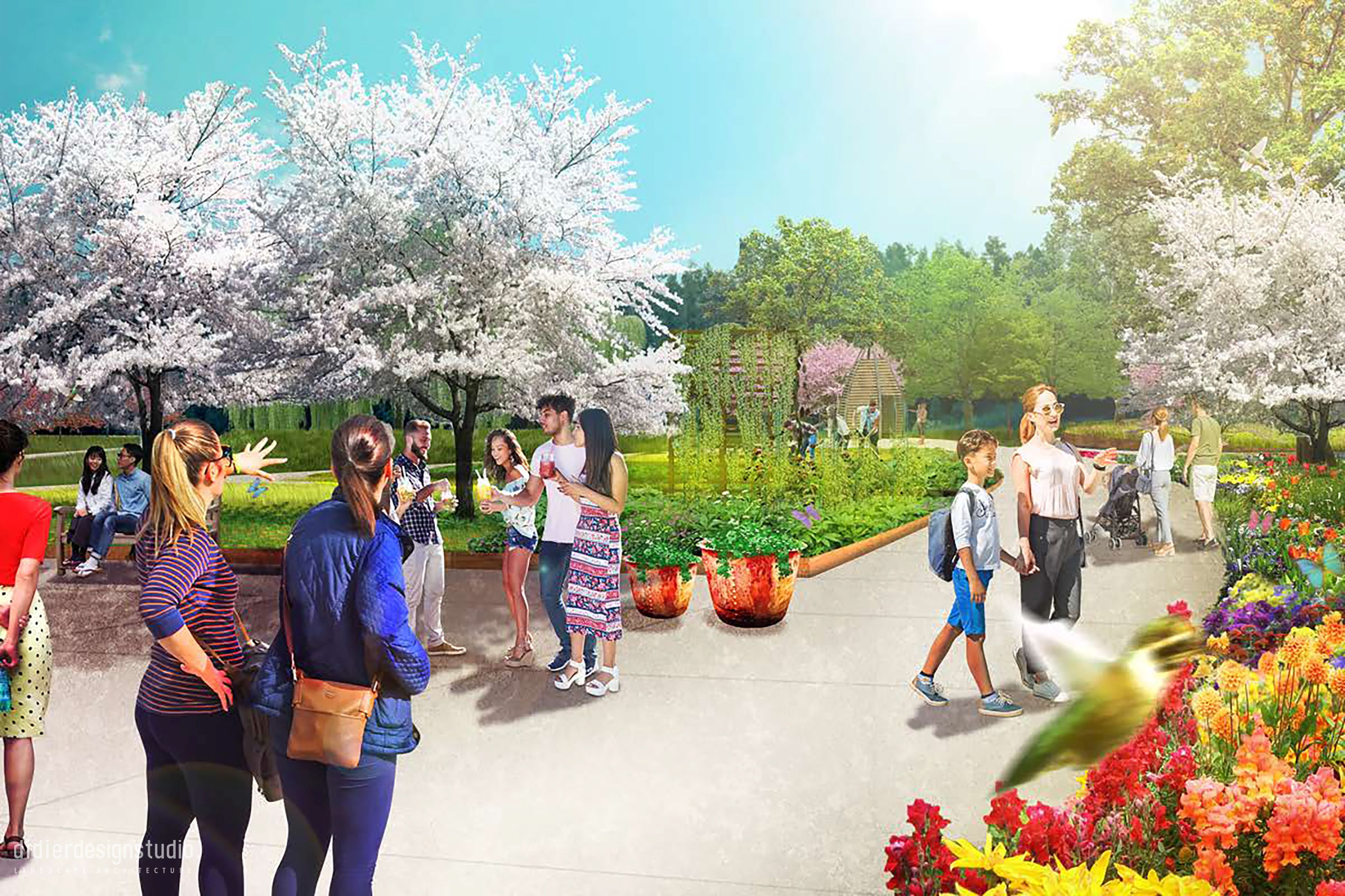 Arboretum Pollinator and Bird Garden rendering - plaza