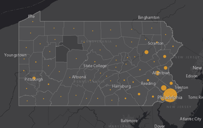 Pennsylvania coronavirus map