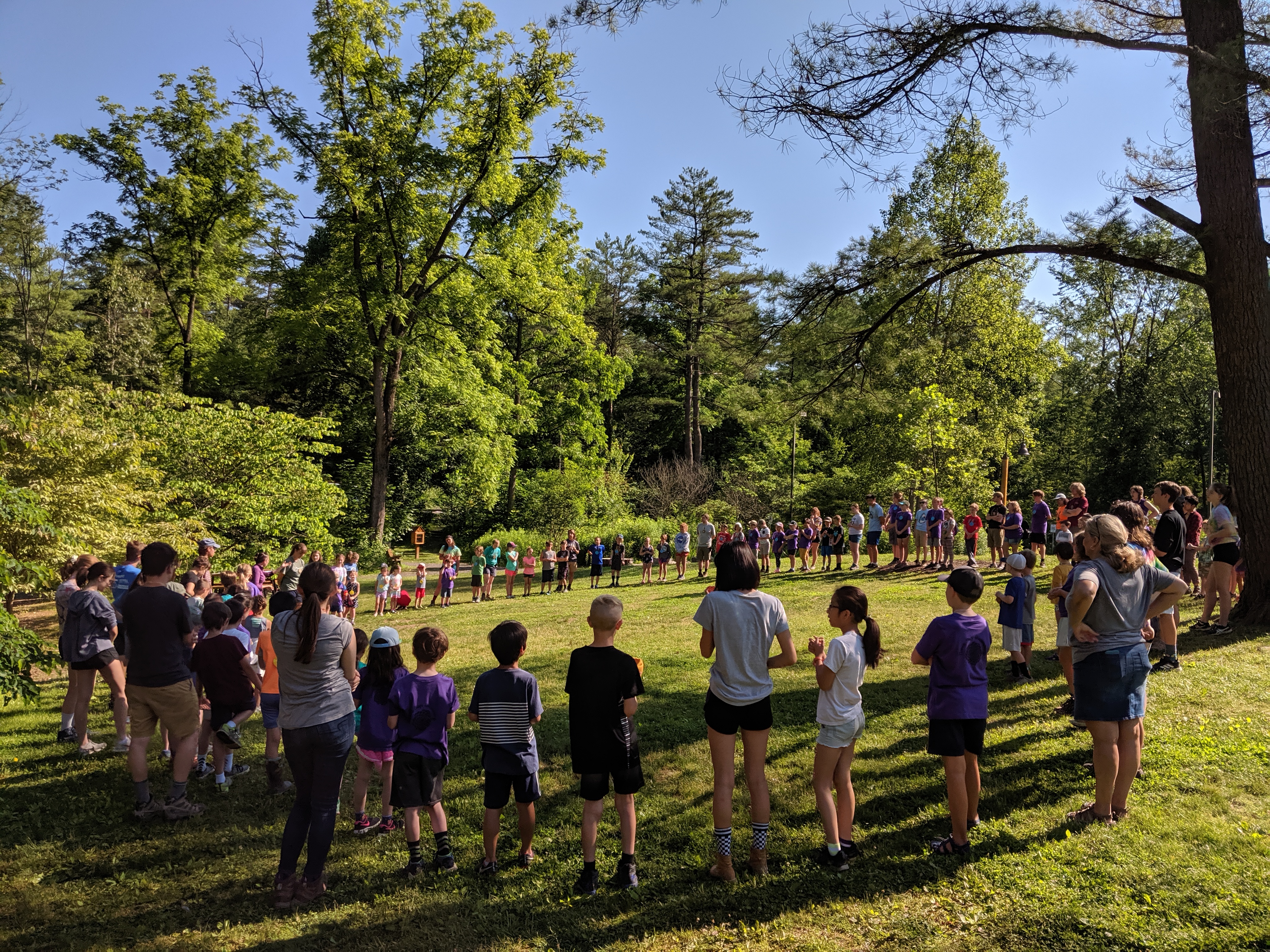 Children in circle at Shaver's Creek