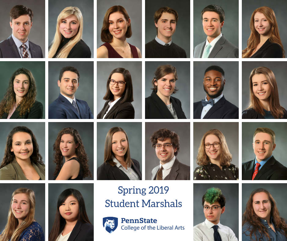 College of the Liberal Arts spring 2019 student marshals' headshots