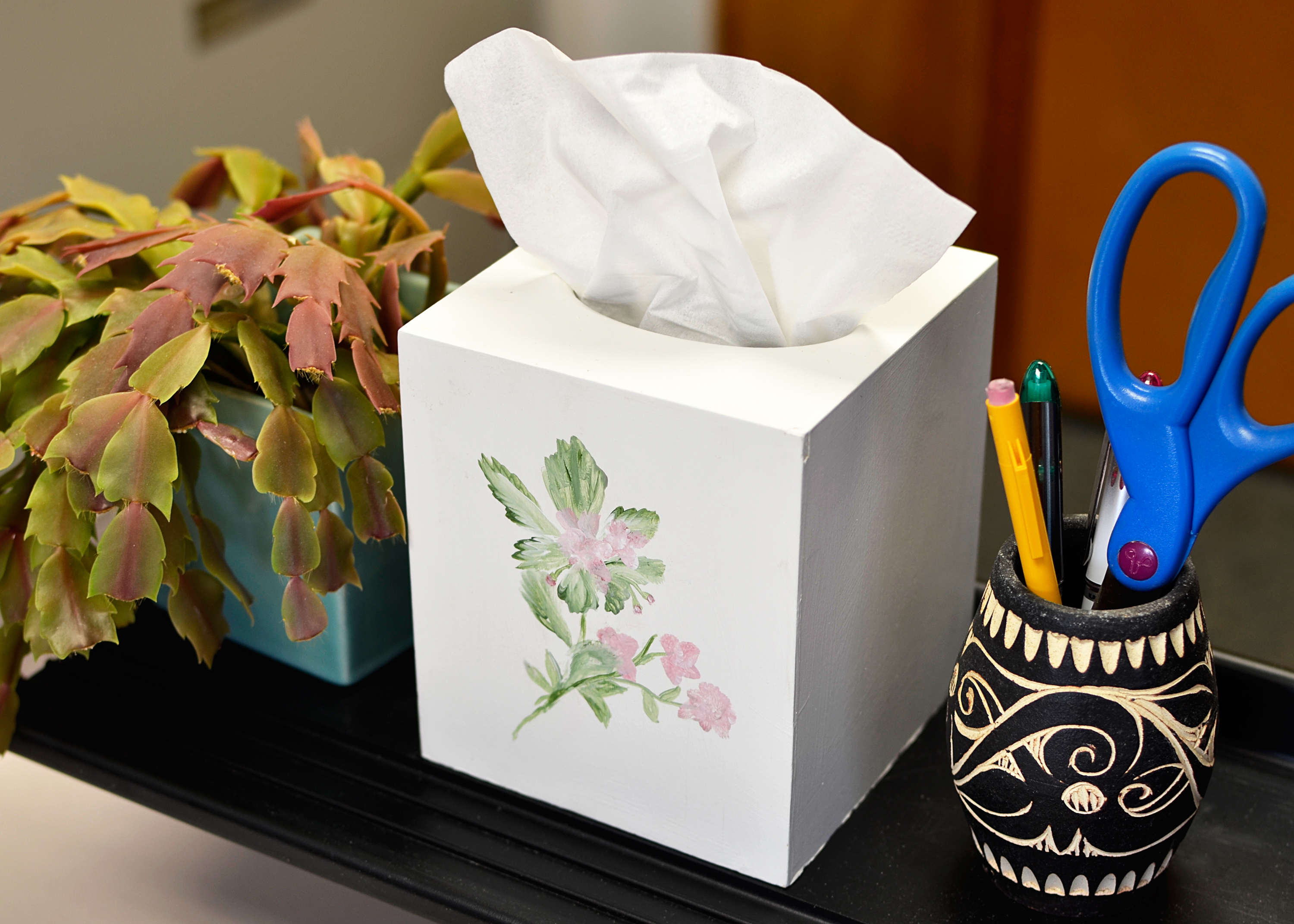 tissues in white boutique box