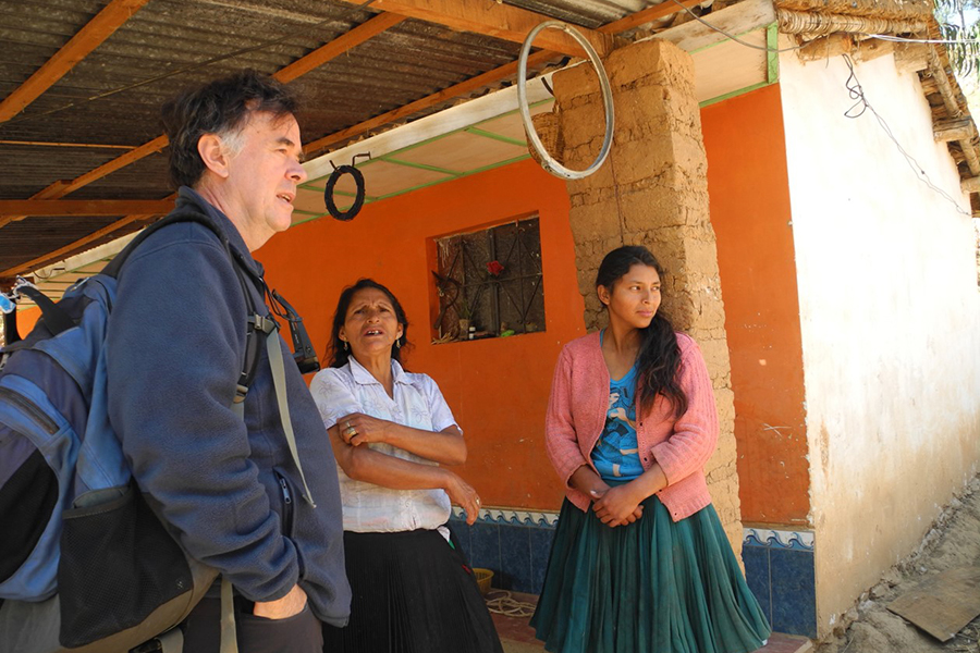 Karl Zimmerer talks in 2016 with farmers who grow high-biodiversity Andean maize in Huánuco in the Andes of Central Peru. 