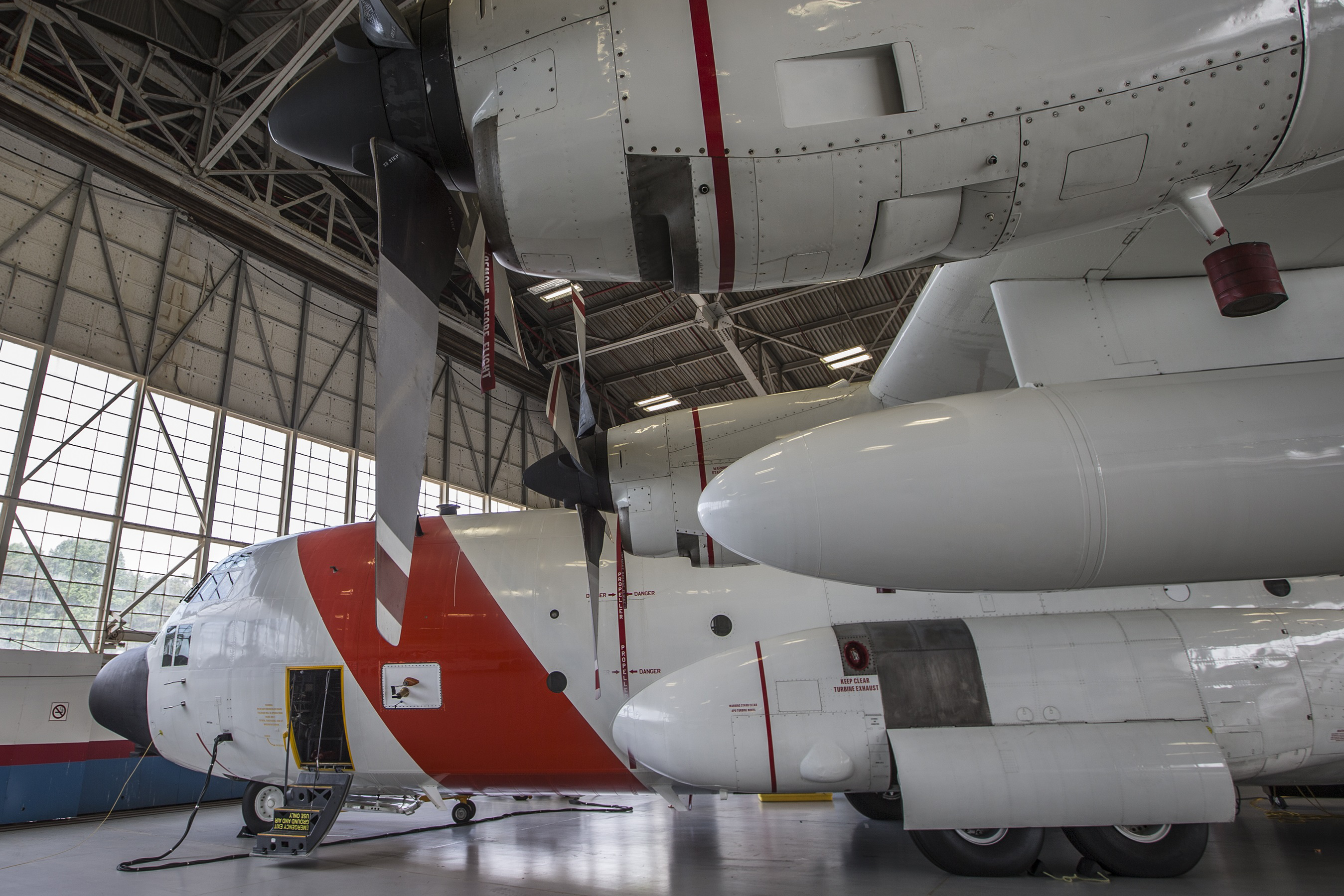 C-130H plane in hangar