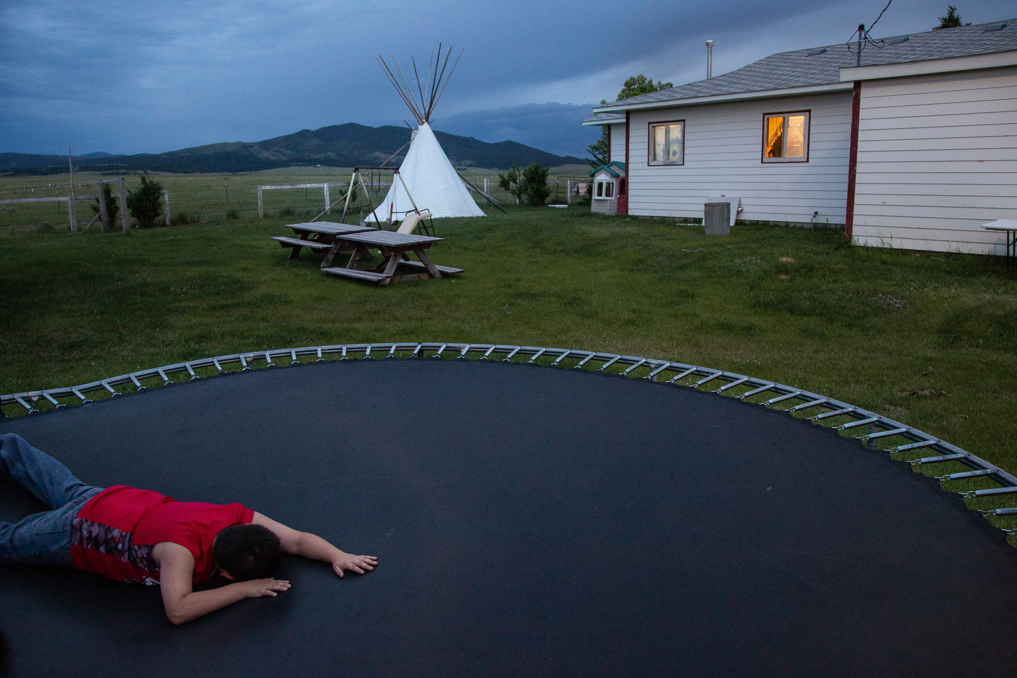 Boy on trampoline