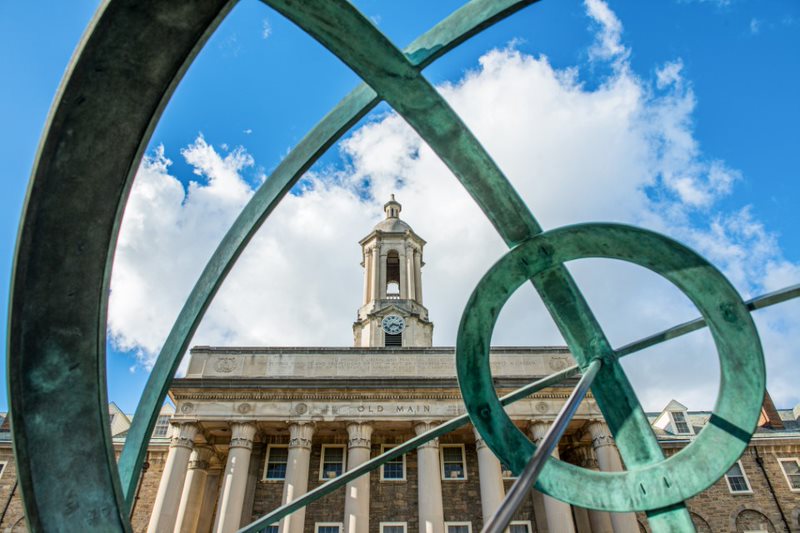 A photo of the Penn State University Park Old Main building on center campus.