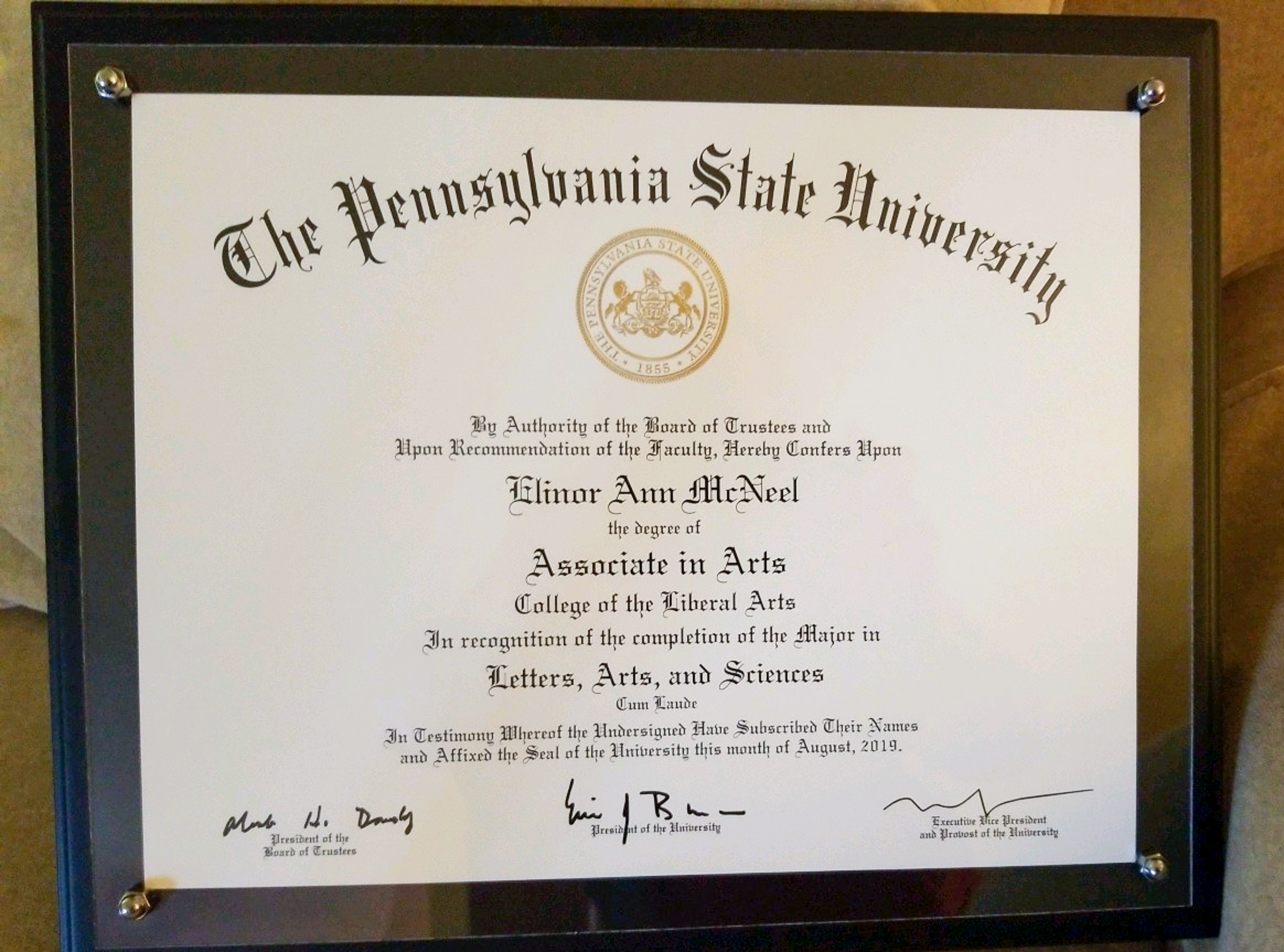 Elinor McNeel diploma