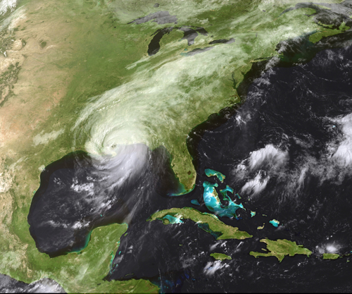 satellite view of Hurricane Katrina