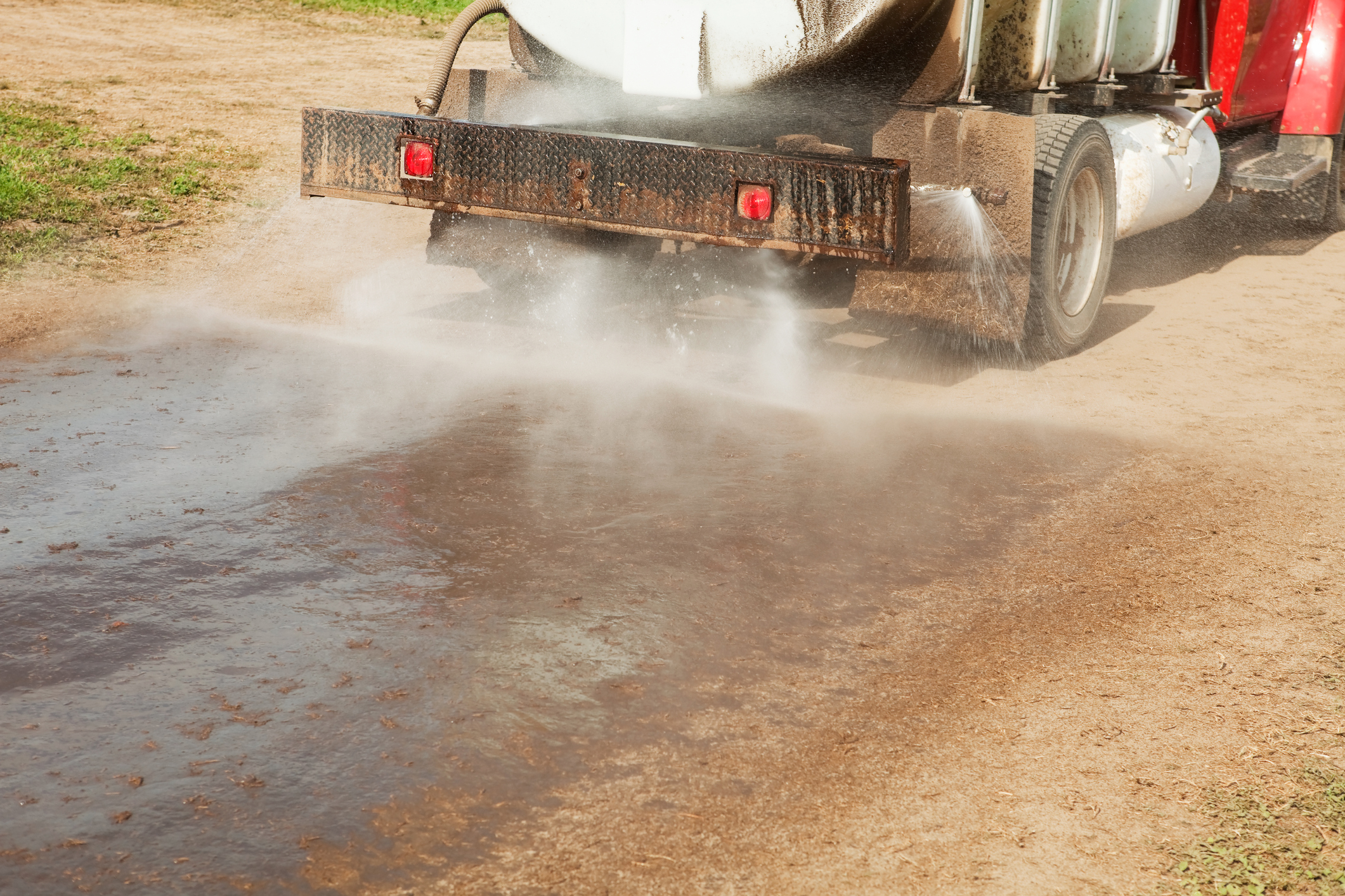 truck spraying water