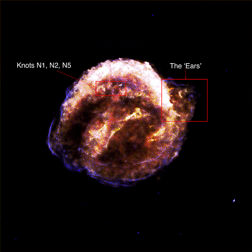 Knots labeled on Kepler Supernova Remnant