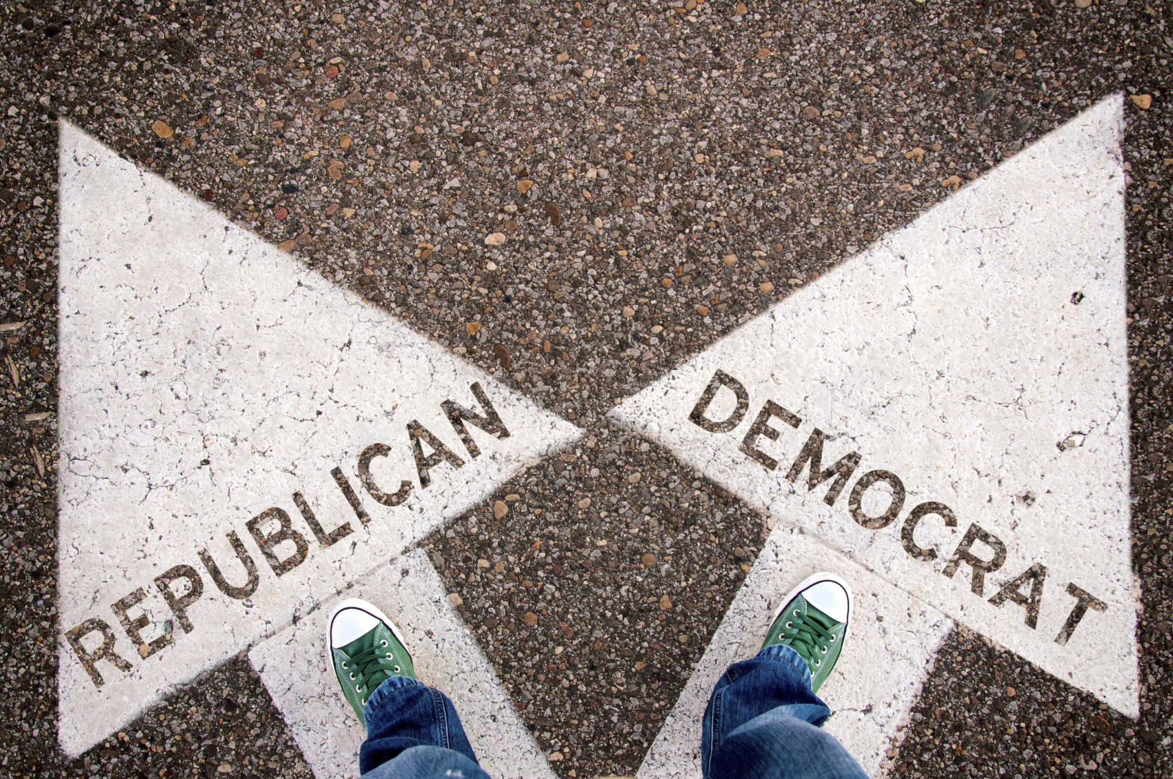 feet, arrows, Republican, Democrat