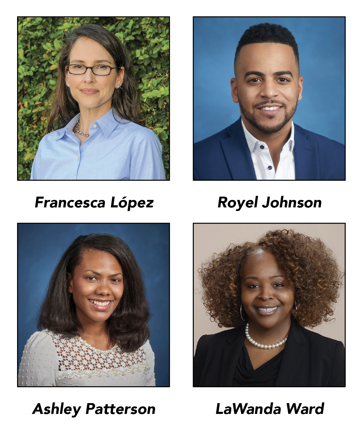 Faculty researchers Francesca Lopez, Royel Johnson, Ashley Patterson and LaWanda Ward