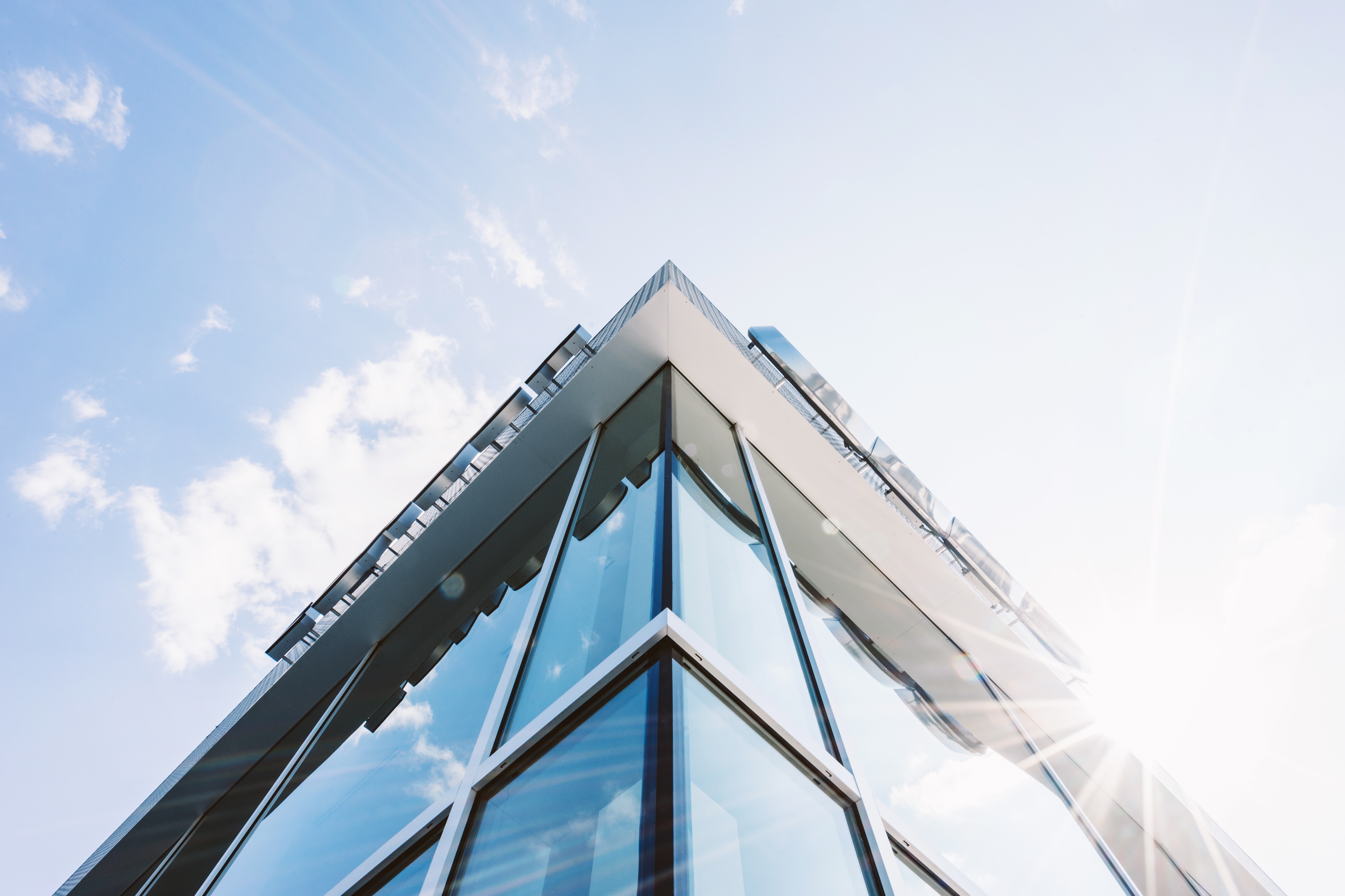 Top corner of a glass building