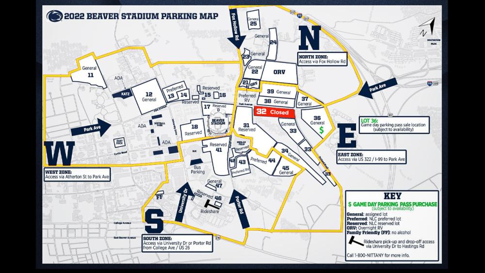 beaver stadium parking pass areas